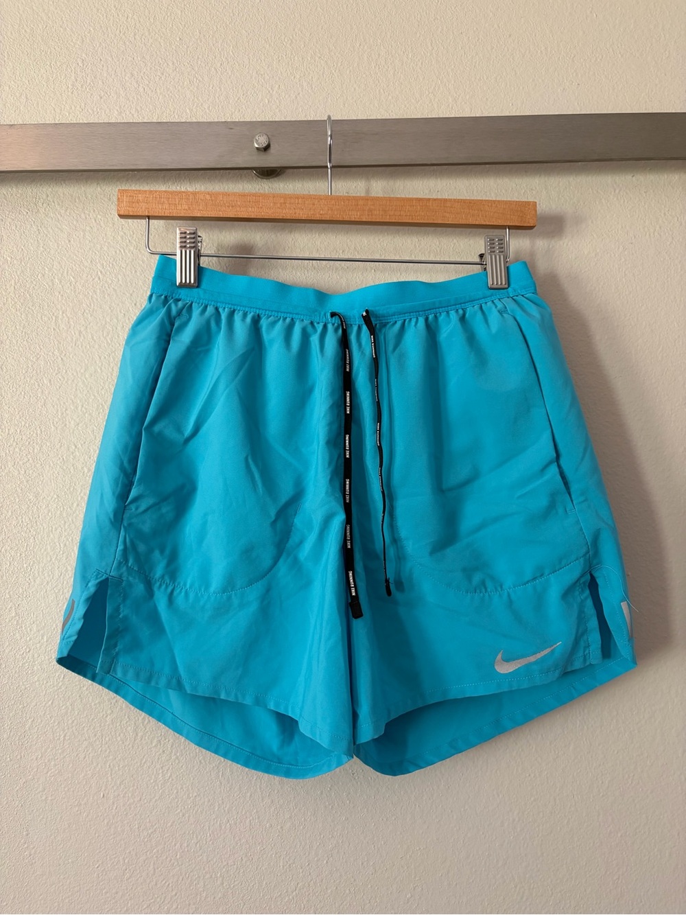 Nike Turquoise Athletic Running Shorts with Reflective Swoosh